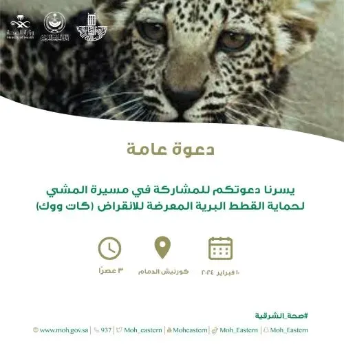 مسيرة “كات ووك” تنطلق من كورنيش الدمام.. السبت