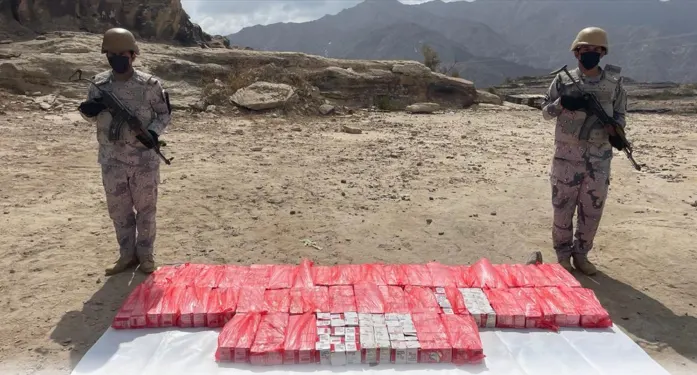 عسير.. إحباط تهريب 144 كيلو قات و67 ألف قرصٍ مخدر
