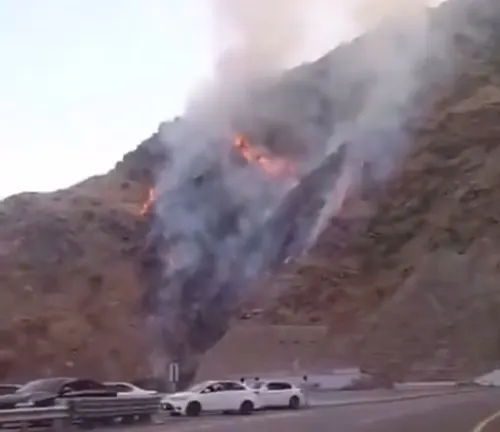 محاولات لإخماد حريق حشائش في منطقة جبلية بالباحة