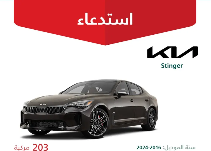خراب الشاحن التوربيني يستدعي 203 من سيارات “كيا ستينغر”