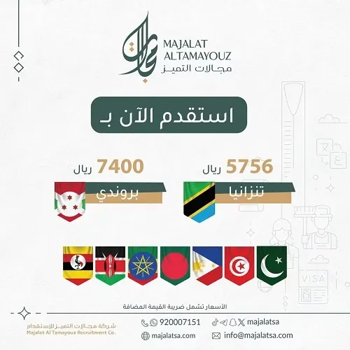 مجالات التميز.. استقدام العمالة المنزلية و المهنية تبدأ من 5756 ر.س