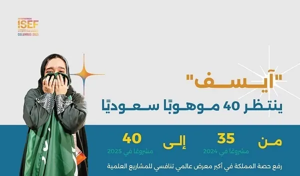 “آيسف” ترفع حصة المشاركة السعودية إلى 40 طالباً