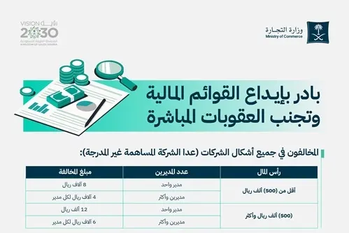 غرامات تصل إلى 20 ألف ريال لمخالفي القوائم المالية