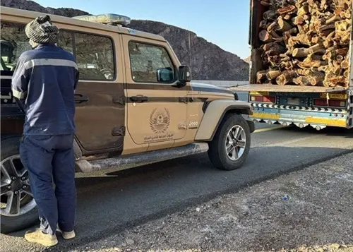 ضبط ناقل حطب محلي ومواطنين قطعا مسيجات محمية ملكية