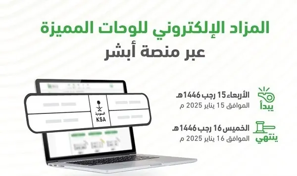 غداً و بعد غد.. مزاد اللوحات المميزة عبر “أبشر”