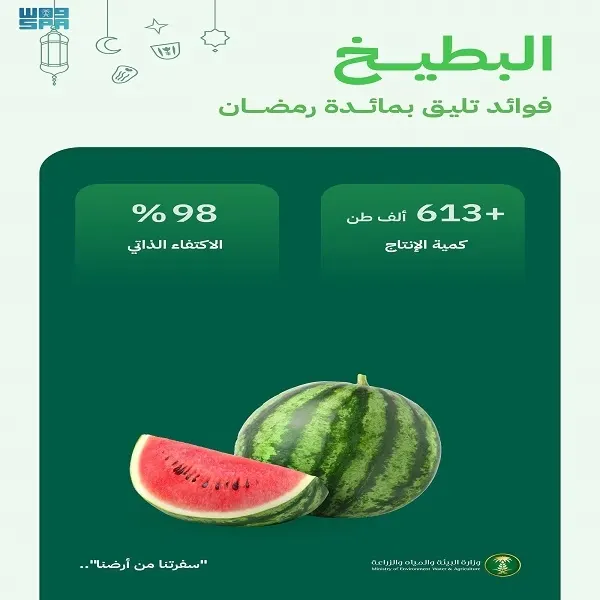 البطيخ.. السعودية مكتفية ذاتياً بنسبة 98%