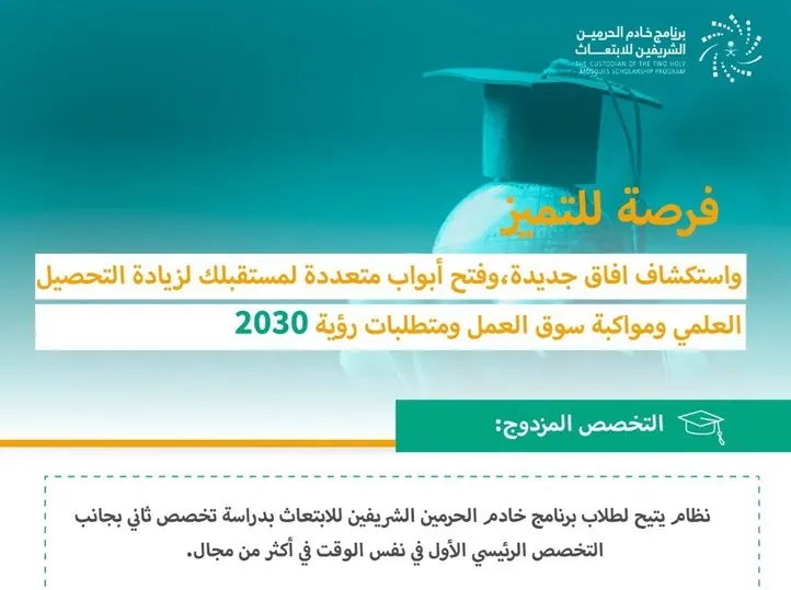 رسمياً.. دراسة تخصصين في آن واحد عبر برنامج الابتعاث