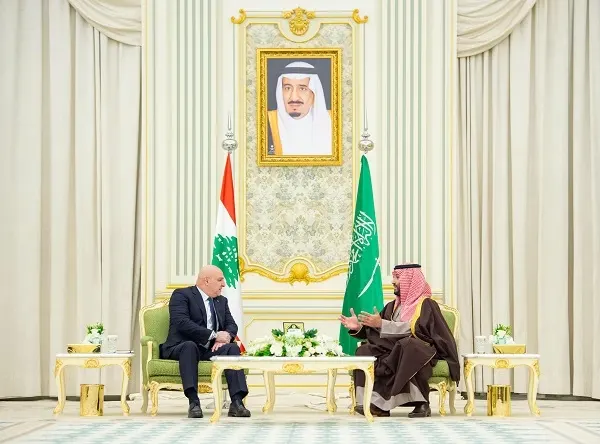مباحثات رسمية بين ولي العهد والرئيس اللبناني
