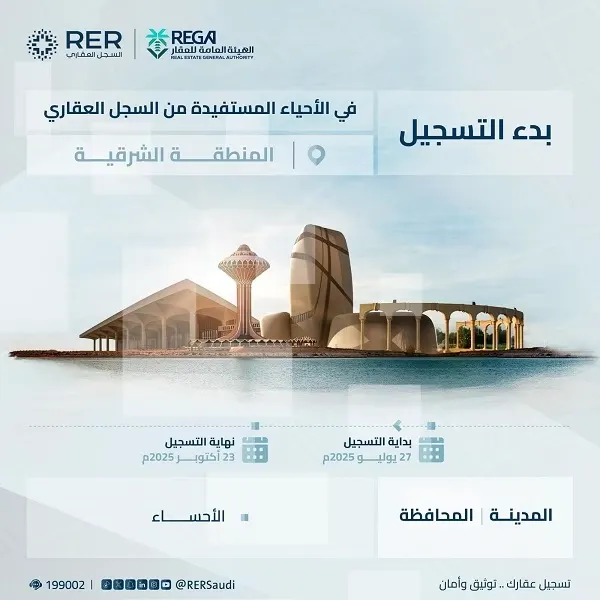 بدء تسجيل 14878 قطعة عقارية في 20 حياً بالأحساء