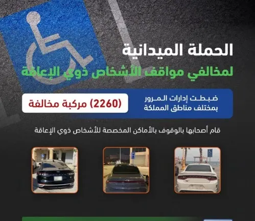 ضبط 2260 سيارة متوقفة في أماكن ذوي الإعاقة