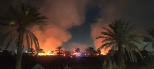 الدفاع المدني يباشر الحادث حريق يلتهم مساحات زراعية جنوب الجارودية