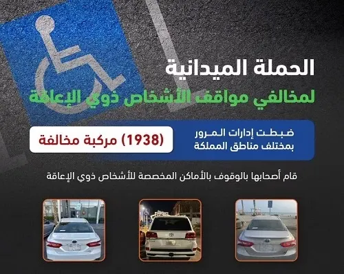 مواقف ذوي الإعاقة شهدت 1938 مخالفة في أسبوع