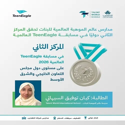 مدارس عالم الموهبة العالمية للبنات تحقق المركز الثاني دوليًا في مسابقة TeenEagle
