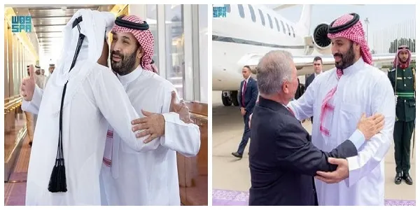 ولي العهد يستقبل ملك الأردن وأمير قطر في جدة