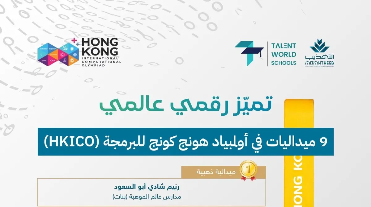 طلاب التهذيب يحصدون 9 ميداليات في أولمبياد هونج كونج للبرمجة
