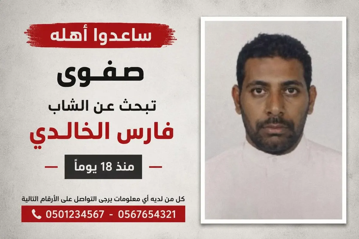 منذ 18 يوماً.. صفوى تبحث عن الشاب فارس الخالدي