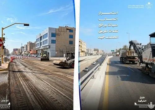استمرار أعمال صيانة طريق الملك فهد حتى كوبري أبو حدرية