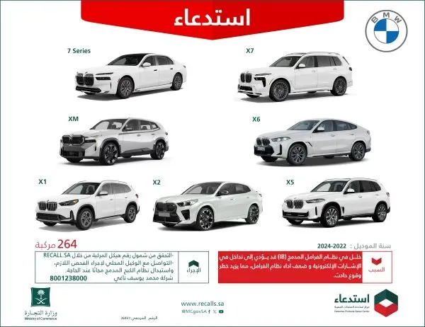 خلل في الفرامل يستدعي 264 مركبة BMW