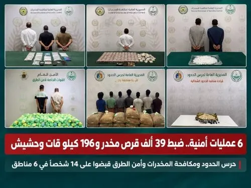 في 6 عمليات..سقوط 14 مجرم مخدرات في يوم واحد